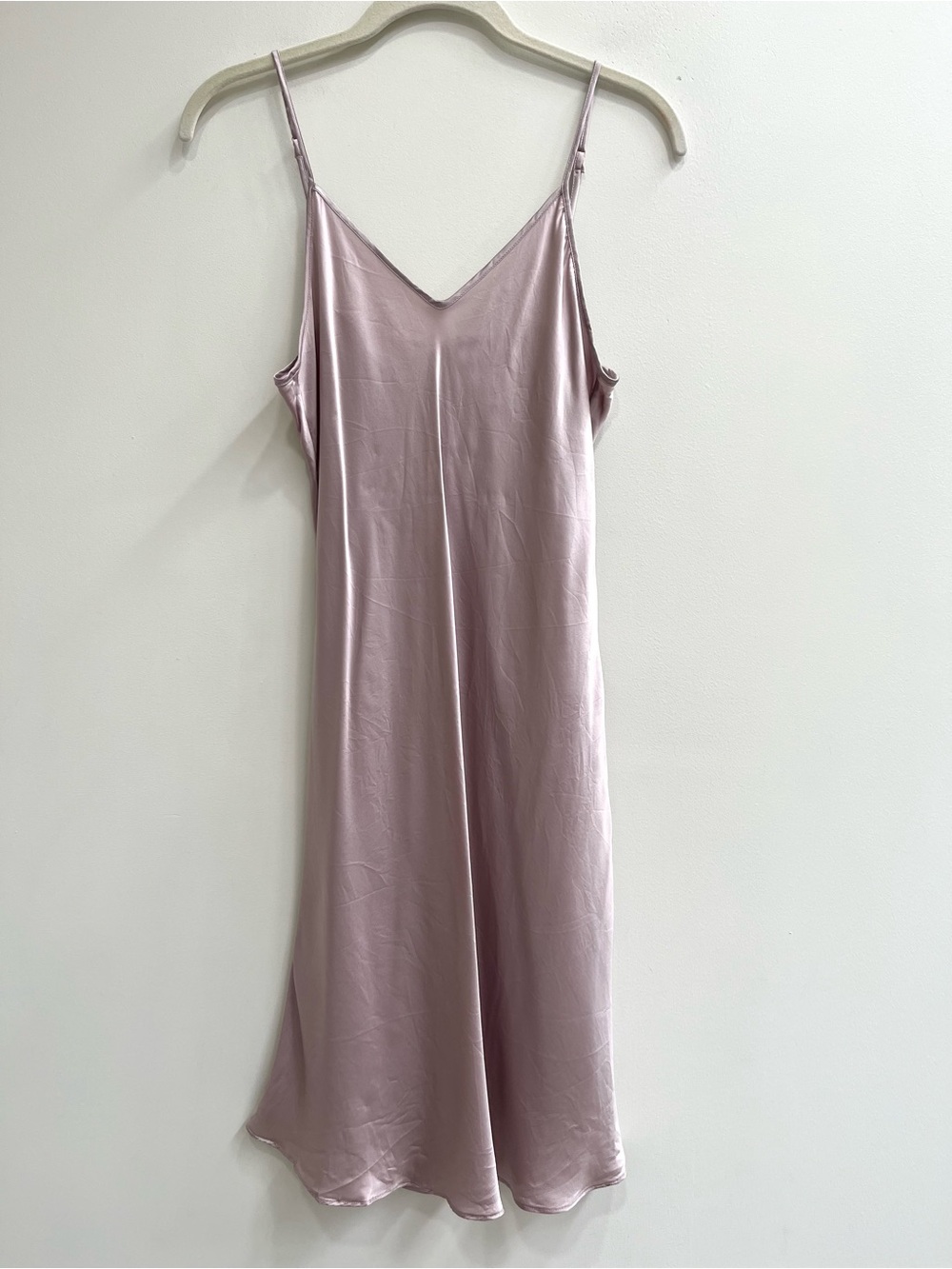 Silksilky Blush Pink V Neck Silk Slip Dress Nightie Size Large